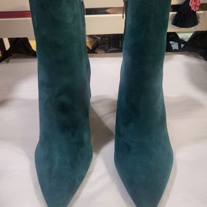 Nine West Teal Suede Pointed-Toe Ankle Boots